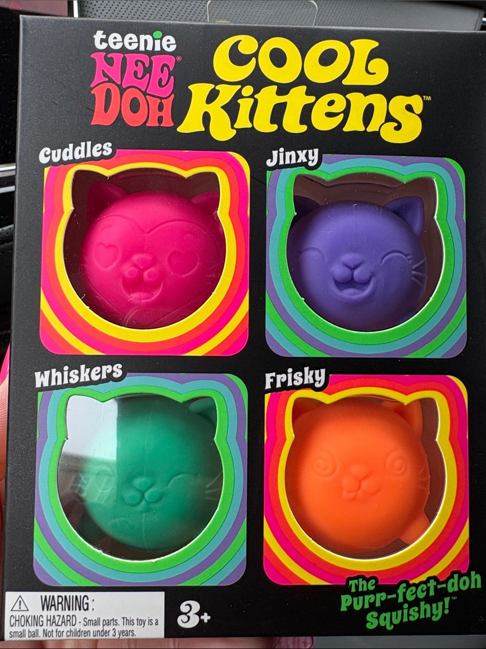 Cool Kittens Squishy Toy Set - Pink, Purple, Green, Orange